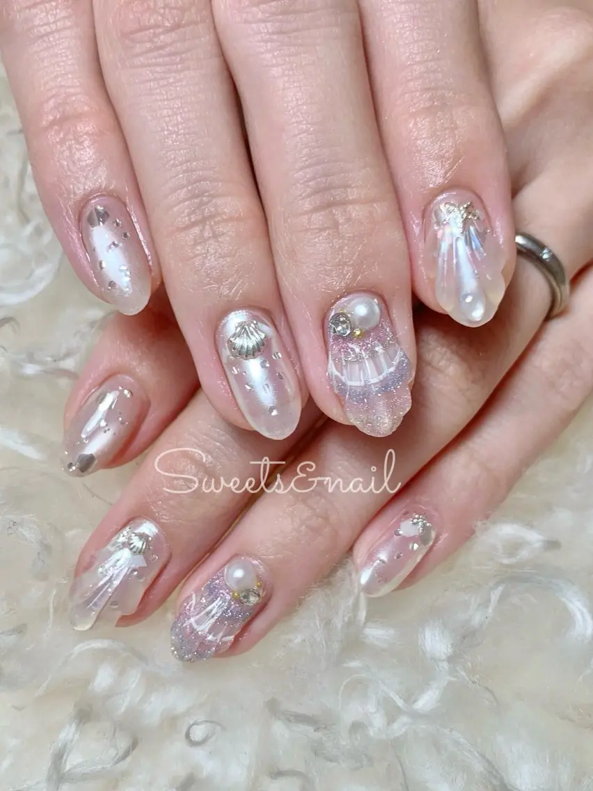ネイル マグネットネイル ミラーネイル ぷっくりネイル 夏ネイル ハンドネイル Sweets& nail みなこのネイルデザイン