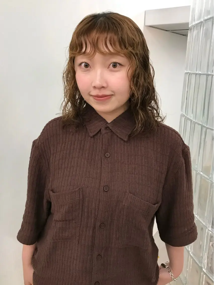 ミディアム パーマ パーマ 透明感艶カラー/ リュウジンキョウカのヘアスタイル