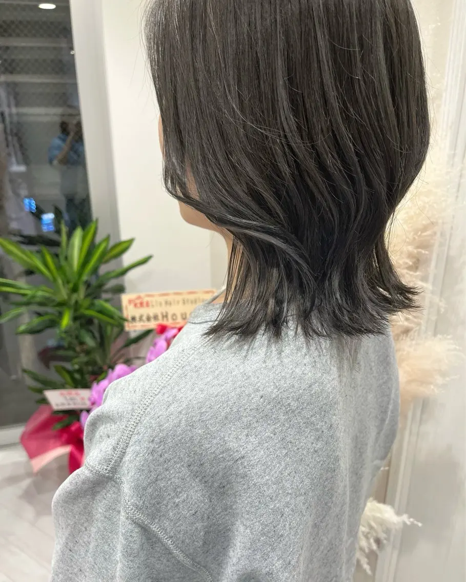 ミディアム くびれヘア カット ヘアカラー トリートメント ボブ/レイヤー/ 茉莉花のヘアスタイル