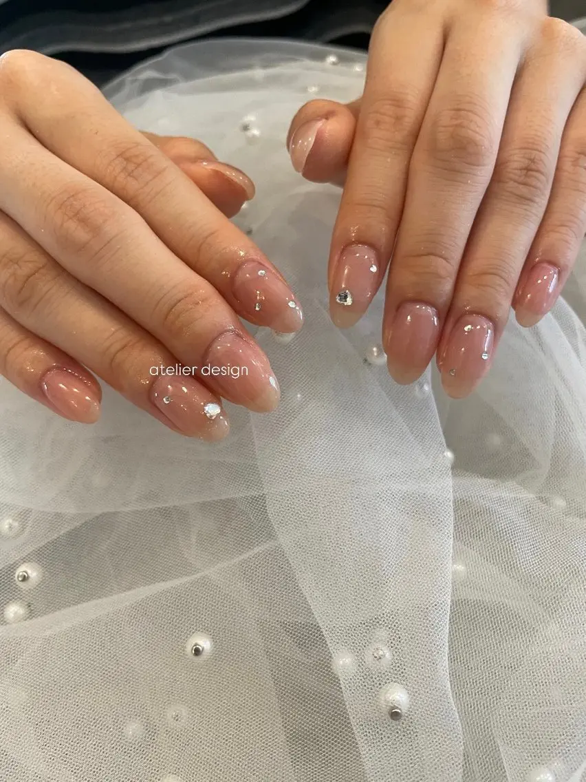 ネイル ワンカラーネイル ストーンネイル atelier d Cocoのネイルデザイン