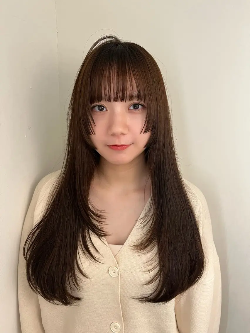 ロング ロングレイヤー 姫カット レイヤーカット ロング Airi 韓国y2k ハイレイヤーのヘアスタイル
