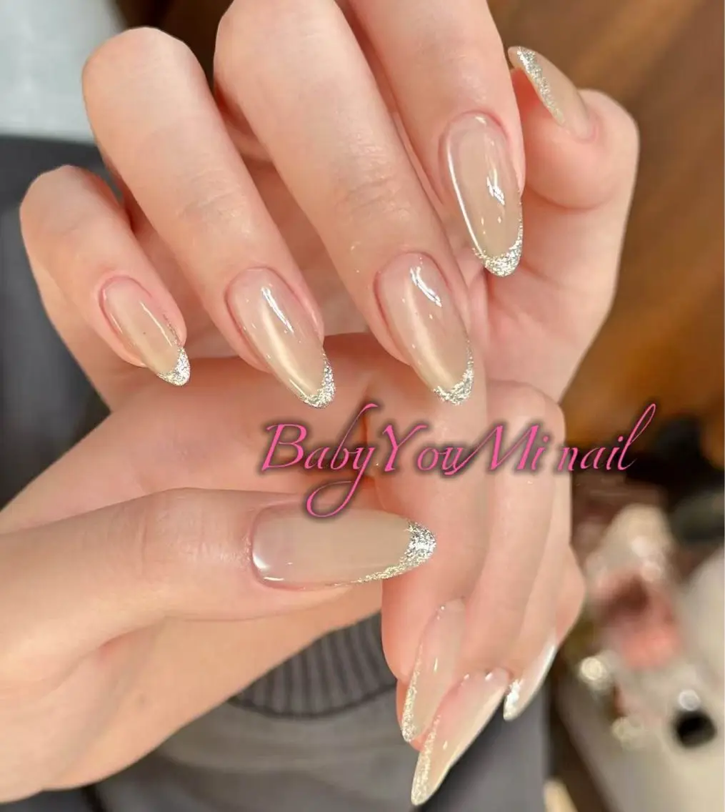 ネイル オーロラネイル チークネイル 成人式 フットネイル フレンチネイル ハンドネイル BabyYouMi nailのネイルデザイン
