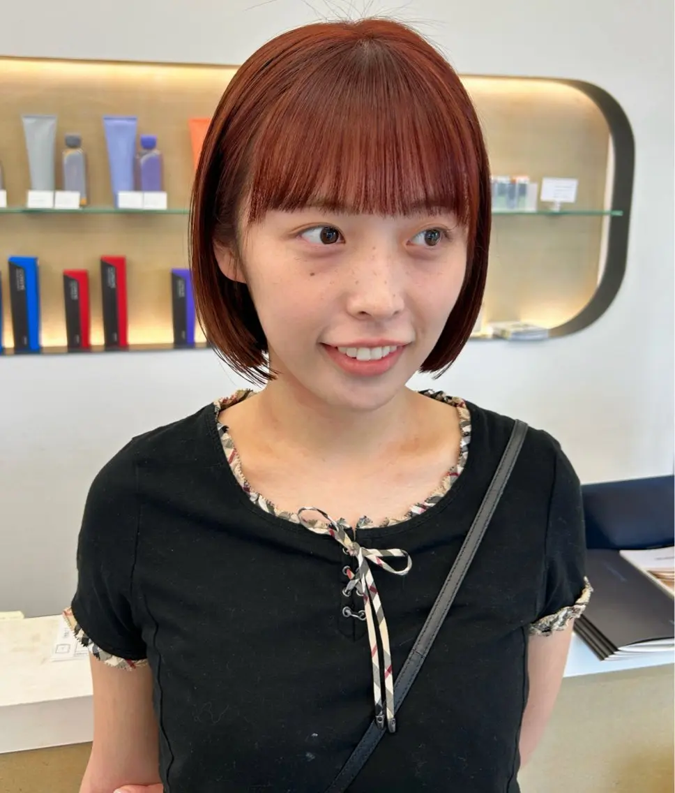 ショート ボブ 髪質改善 韓国風ヘア ヘアカラー 本澤 朋香のヘアスタイル