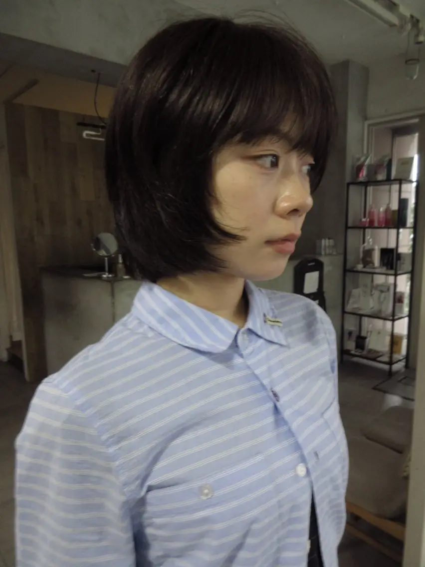 ミディアム カラー カット ヘアカラー トリートメント オリーブカラー/ 赤み消し特化/トモキのヘアスタイル
