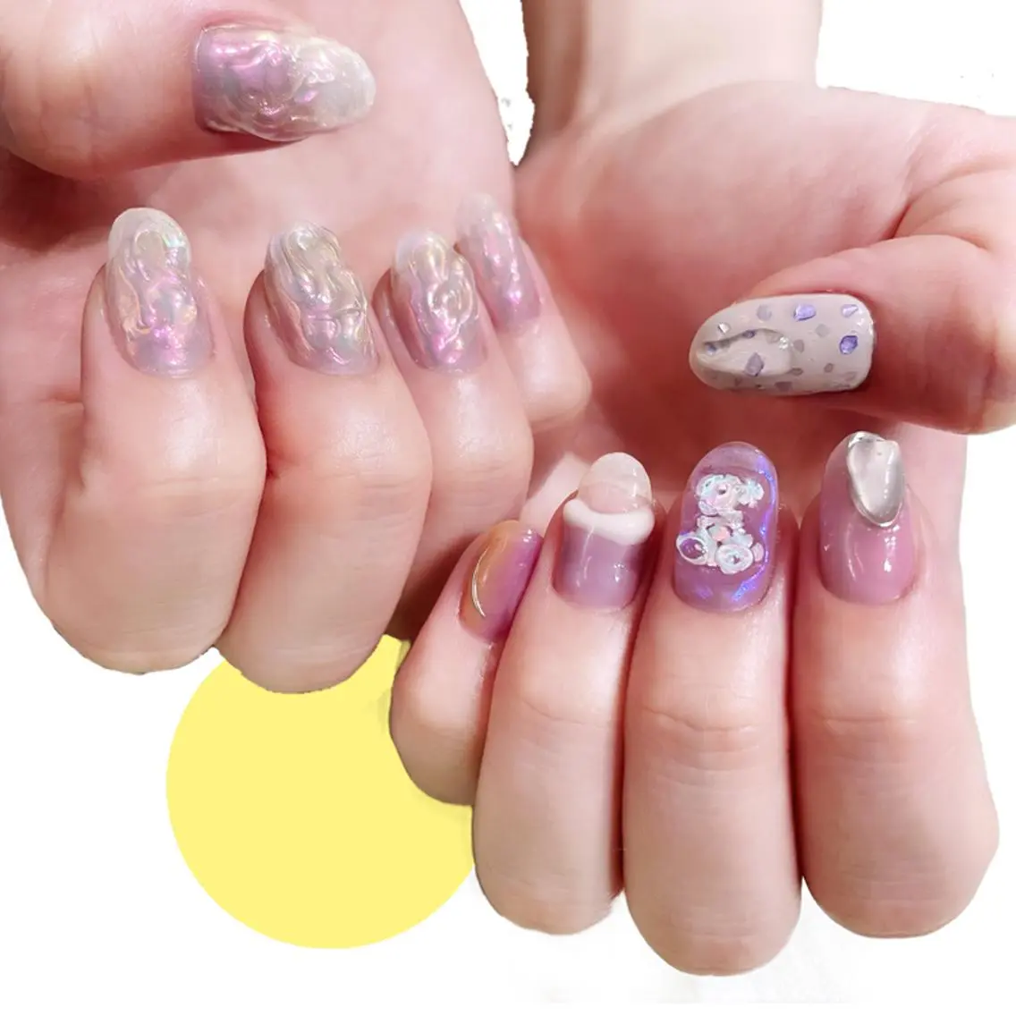 ネイル オーロラネイル 桜ネイル 氷ネイル・うるうるネイル 韓国ネイル マグネットネイル VOLLMOND nailのネイルデザイン