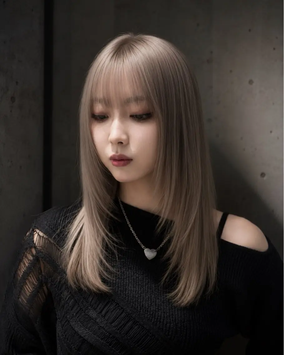 ロング カラー ベージュカラー ホワイトベージュ レイヤーカット カット ヘアカラー トリートメント ハッシュカット&艶々 ハイトーン/ミワのヘアスタイル