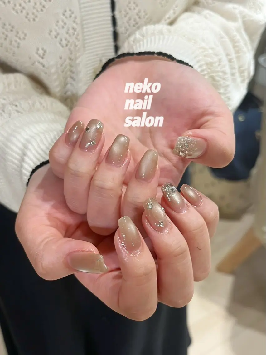 ネイル マグネットネイル 冬ネイル ハンドネイル neko nailのネイルデザイン