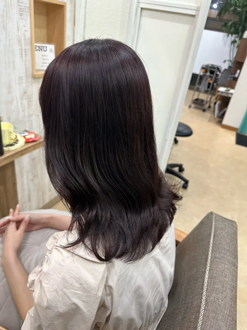 セミロング カラー ブラウンカラー ラベンダーカラー ラベンダーブラウン ameet ゆいのヘアスタイル