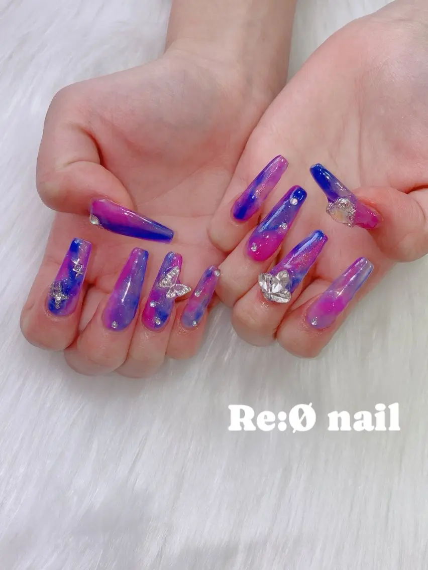 ネイル 大理石ネイル(マーブル) ハンドネイル Re:Ø nail 🩵TSUJIのネイルデザイン