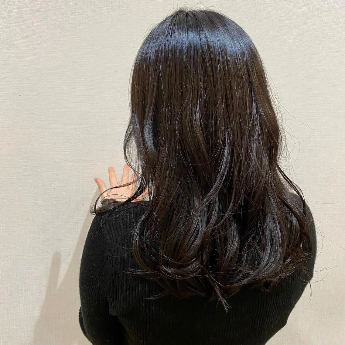セミロング カラー 黒髪 sol Amiのヘアスタイル