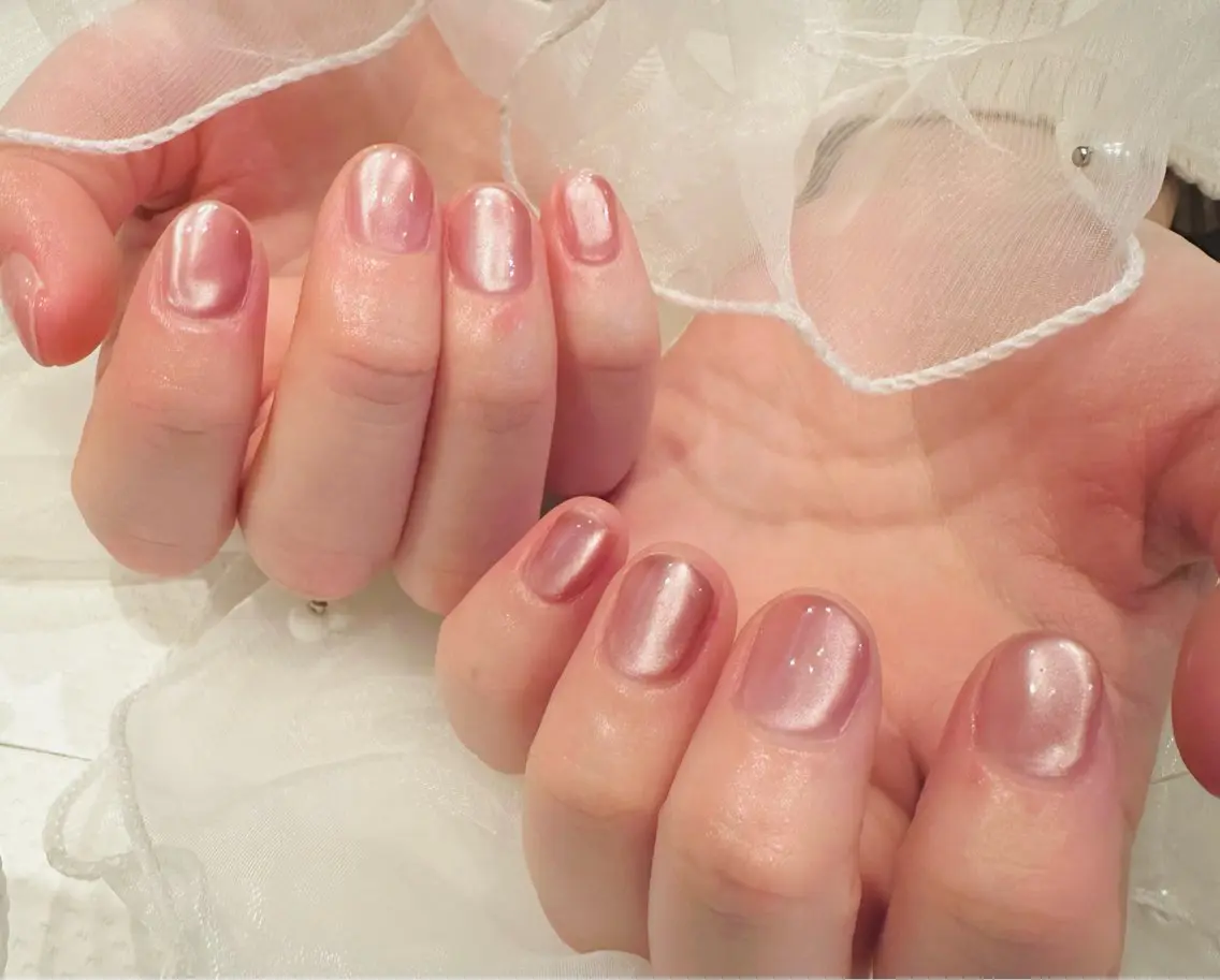 ネイル ジェルネイル マグネットネイル ピンク ハンドネイル 田端 笑理菜のネイルデザイン