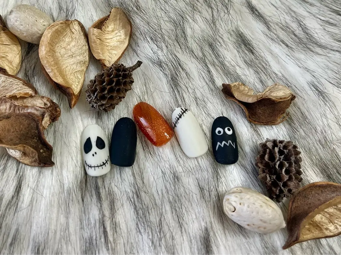 ネイル ジェルネイル ハロウィン メンズネイル パラジェル ワンホンネイル kiki nail &brow二子玉川のネイルデザイン