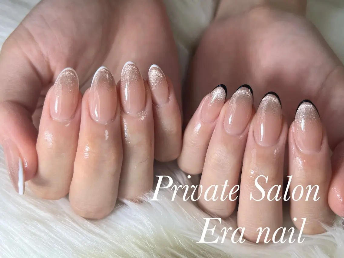 ネイル フレンチネイル グラデーション マグネットネイル スカルプネイル Era nailのネイルデザイン
