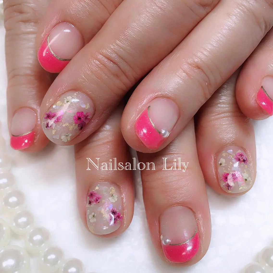 ネイル ピンク Lily*nail 🌻Mii🌻のネイルデザイン