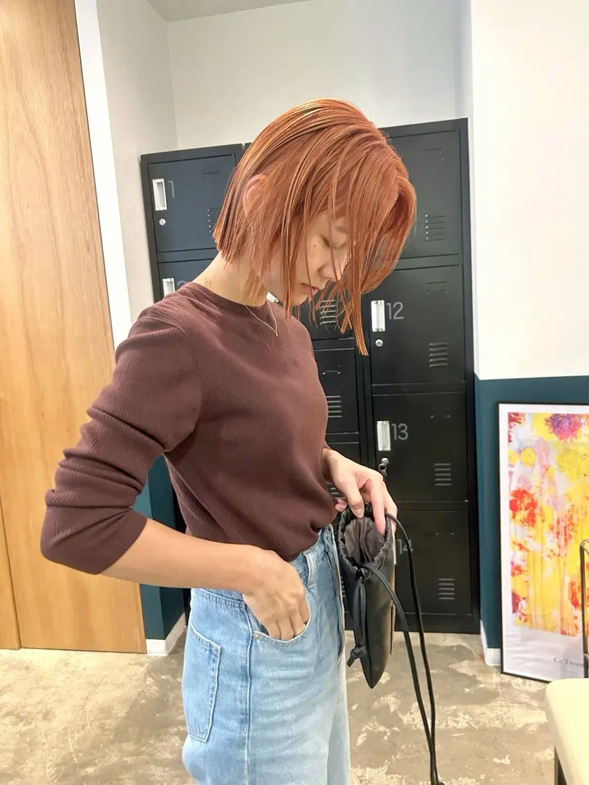 ショート カラー ブリーチ オレンジ ピンクカラー カラーリスト菅野 竜矢🌈のヘアスタイル