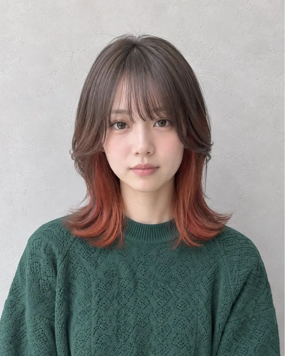 ミディアム カラー インナーカラー ウルフカット カット ヘアカラー トリートメント 【enil代表】 杉林和哉のヘアスタイル