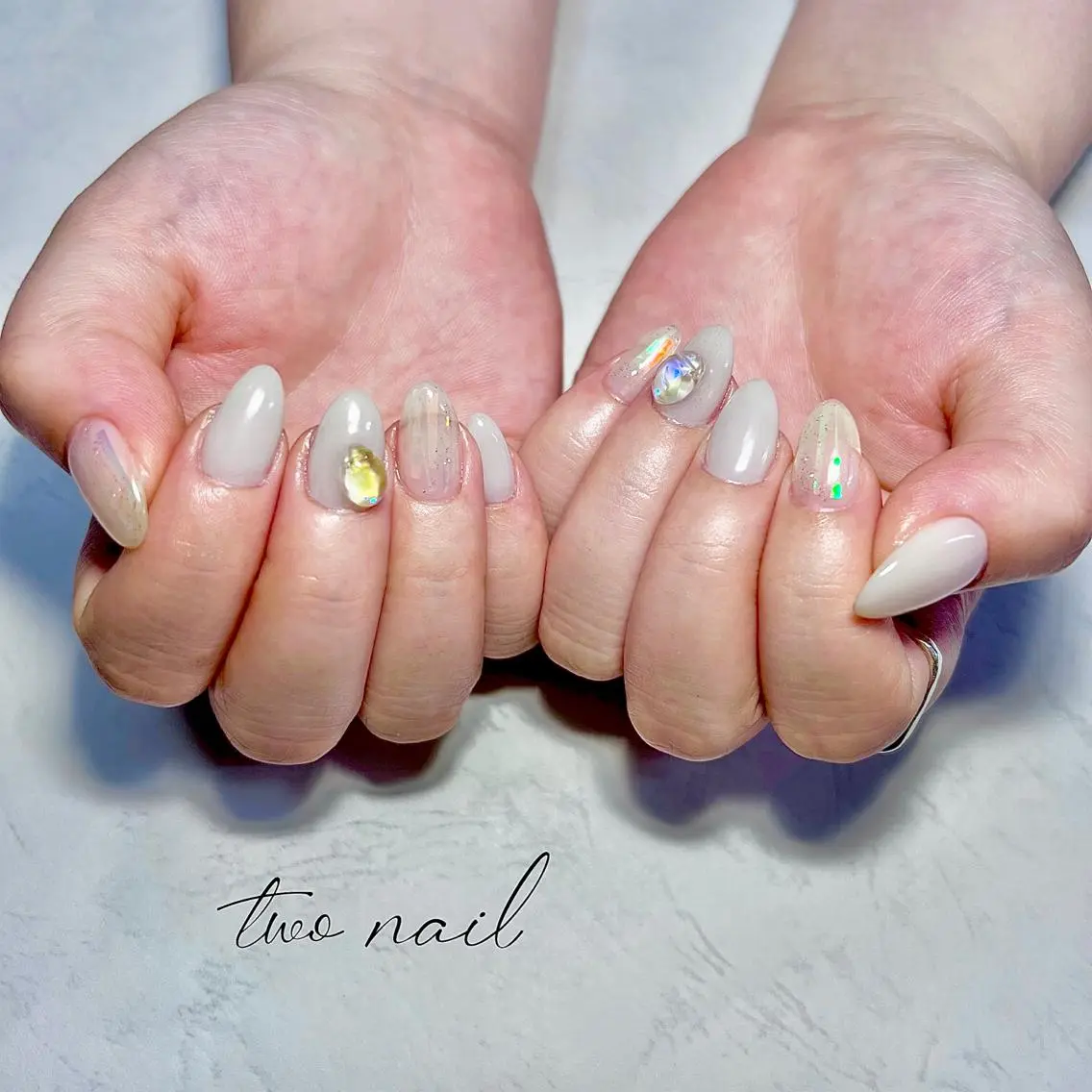 ネイル アートネイル オーロラネイル フットネイル ハート ニュアンスネイル two nailのネイルデザイン