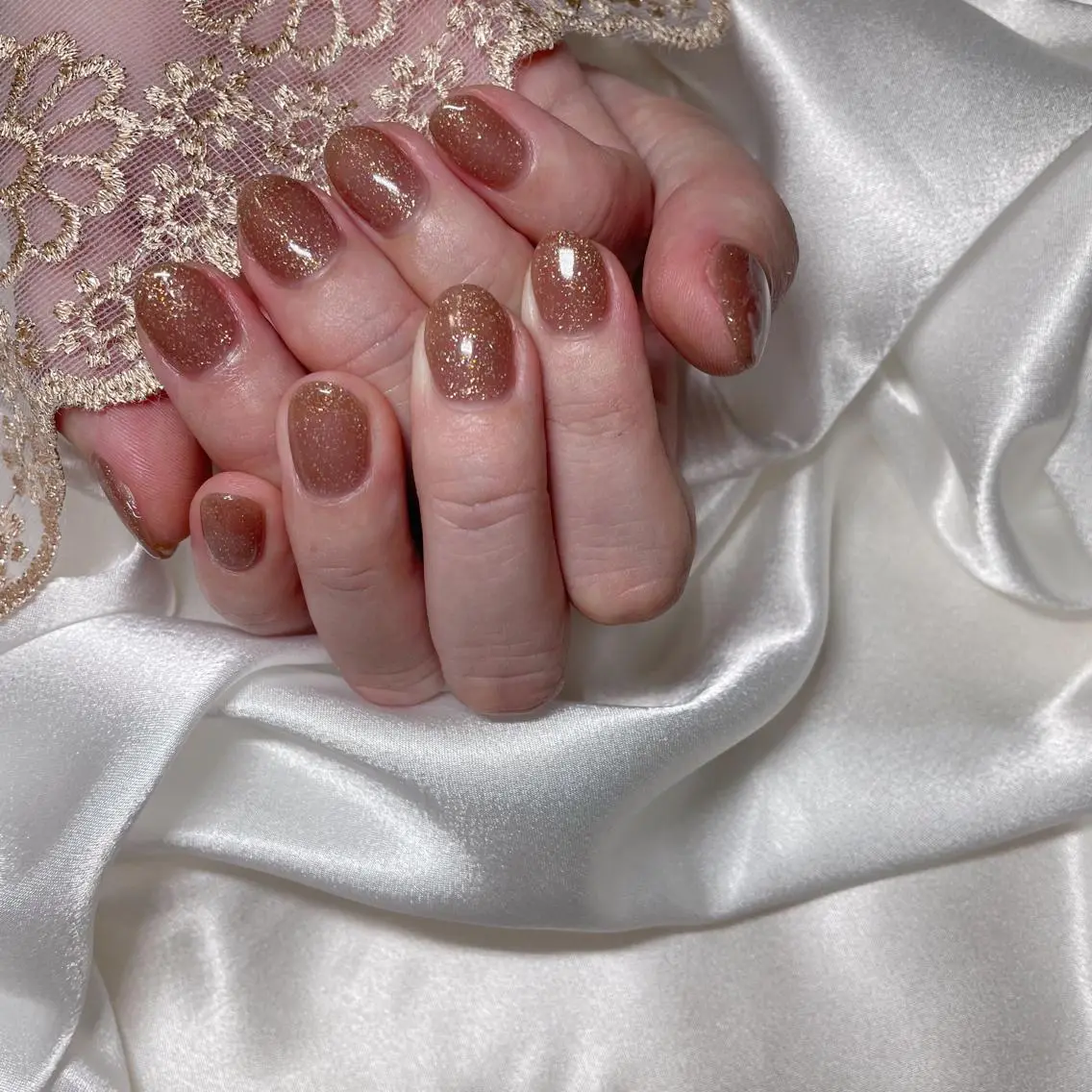 ネイル キラキラネイル ワンカラーネイル MARUNAIL Misakiのネイルデザイン