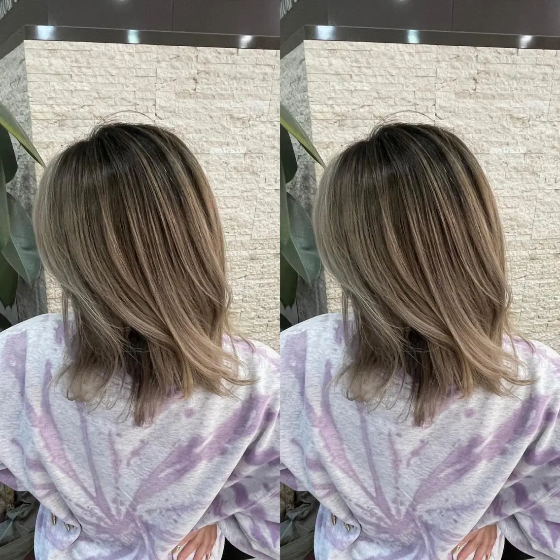 セミロング ヘアカラー Y Uのヘアスタイル
