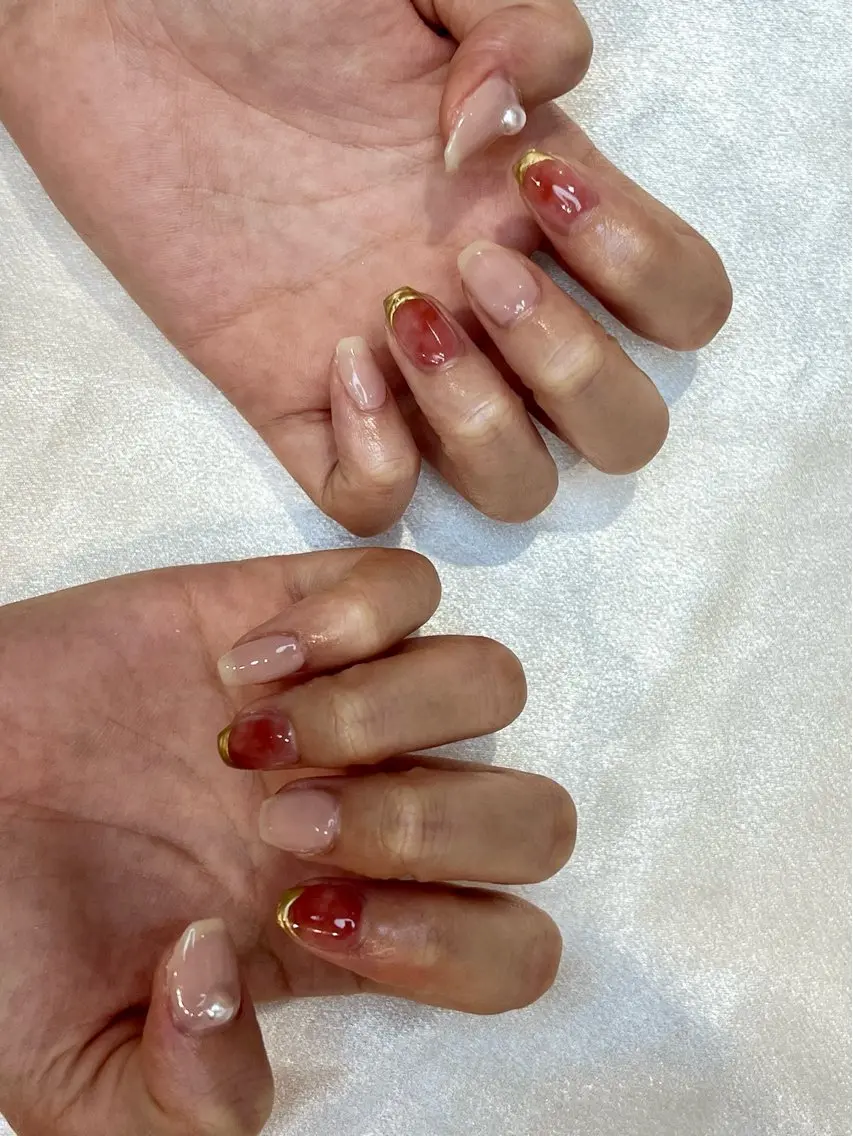 ネイル 長さ出し オフィスネイル シンプルネイル 【池袋】nuts nail　なつみのネイルデザイン