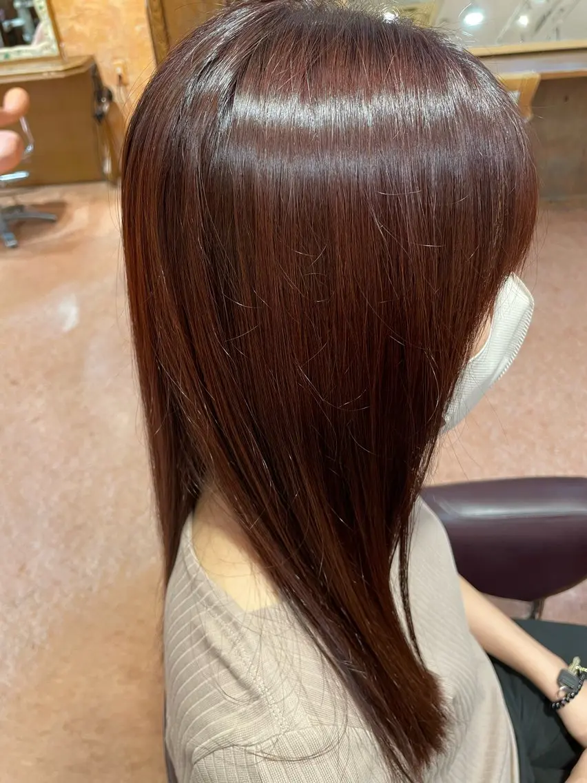 カラー ブラウンカラー レッドカラー 在原 和佳のヘアスタイル