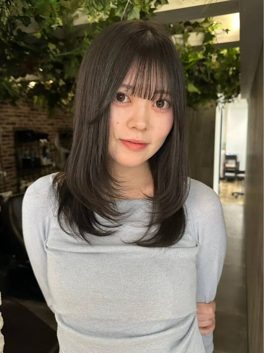 ミディアム カット ヘアカラー 艶カラー/フェイス レイヤー/たむのヘアスタイル