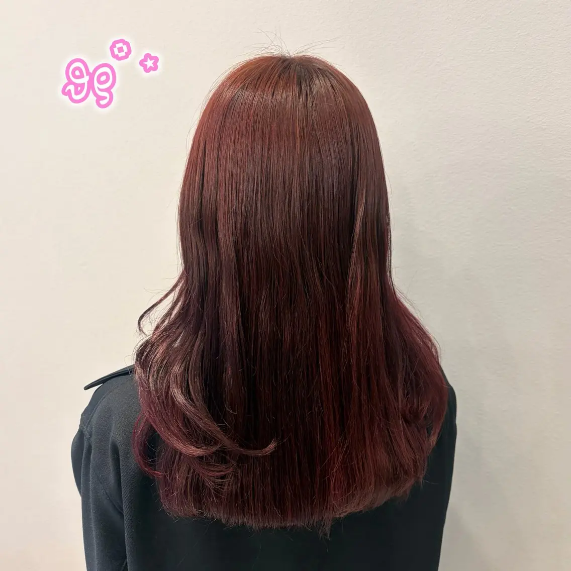 セミロング カラー ボルドーカラー カット ヘアカラー 顔周り/ガーリー /ヘアメ/あつはのヘアスタイル