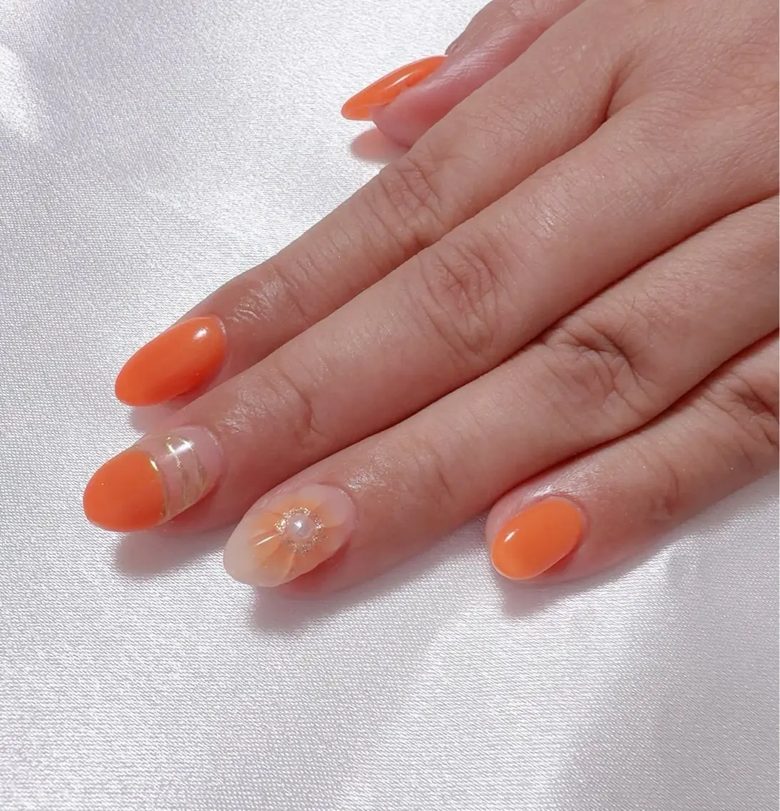 ネイル オレンジ nail lumièreのネイルデザイン