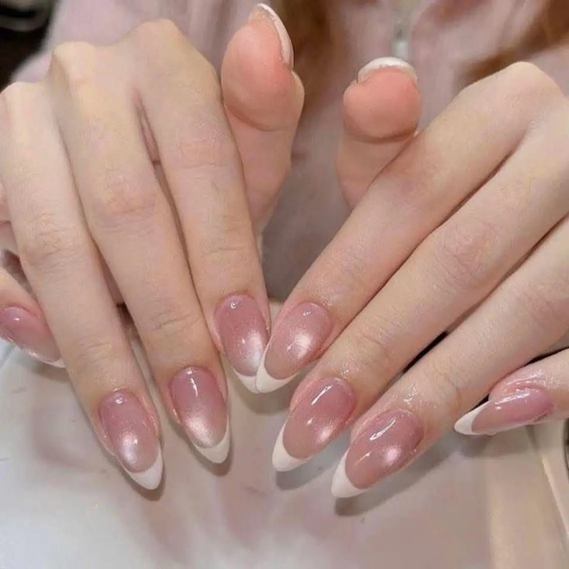 ネイル フレンチネイル ジェルネイル ガラスフレンチ 韓国ネイル マグネットネイル ハンドネイル Umee Nailのネイルデザイン