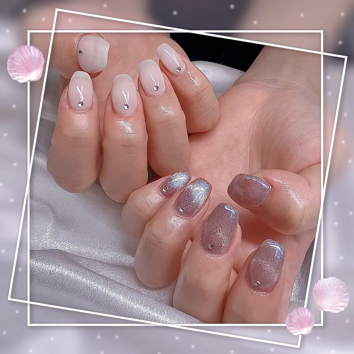 ネイル フレンチネイル グラデーション キラキラネイル 韓国ネイル マグネットネイル ハンドネイル Chill Nailsalonのネイルデザイン
