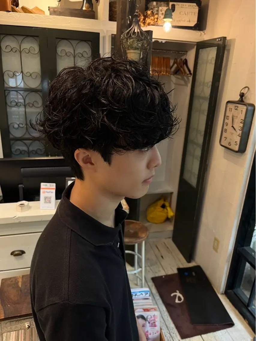パーマ メンズ カット パーマ 赤木蓮/メンズ特化/ スパイキーショートのヘアスタイル