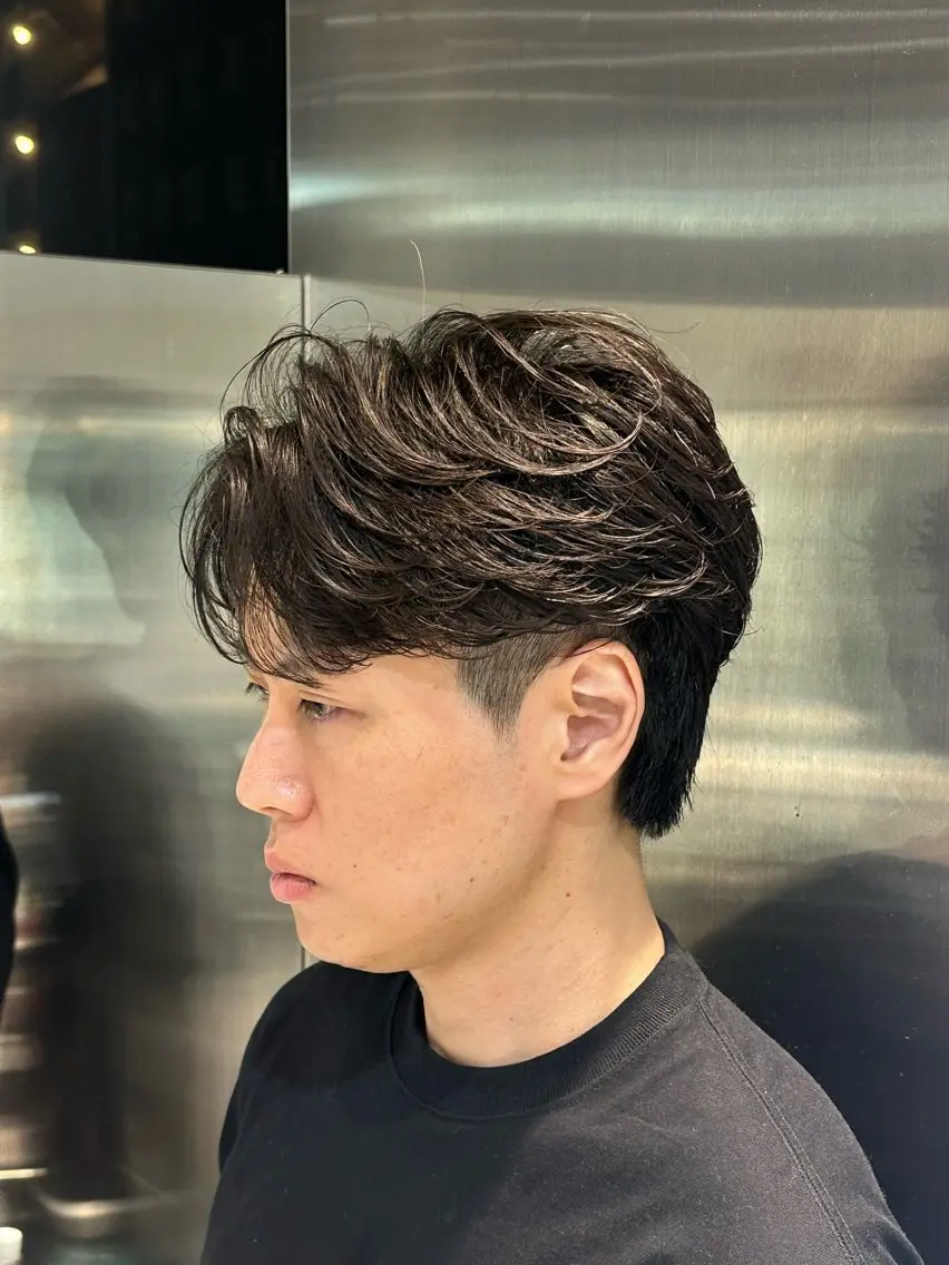 ショート パーマ メンズ フェザーパーマ メンズパーマ 似合わせパーマ🔥 河浪  大智のヘアスタイル