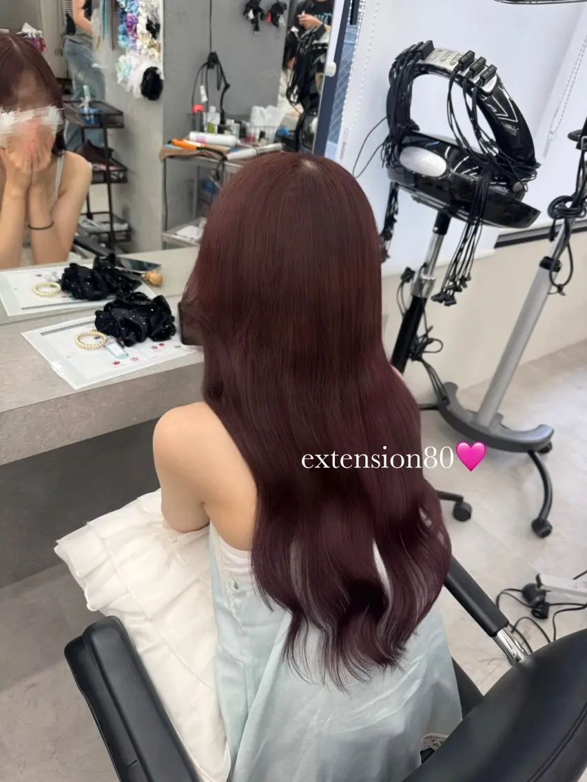 ロング シールエクステ エクステ 顔周りカット ハイライト ロング エクステ 横浜 エクステ🎀/ カラー🌙┊︎もものヘアスタイル