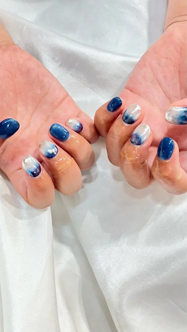 ネイル ブルー ハンドネイル フットネイル nailsister ただのネイルデザイン