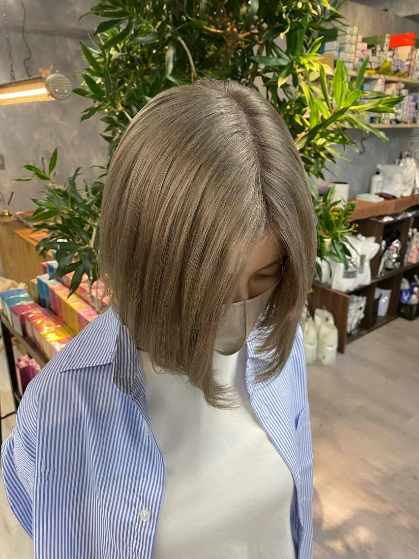 ✨【minimo特別価格】✨似合わせデザインカット+透明感カラー+保湿トリートメント✨ 韓国/髪質改善の写真