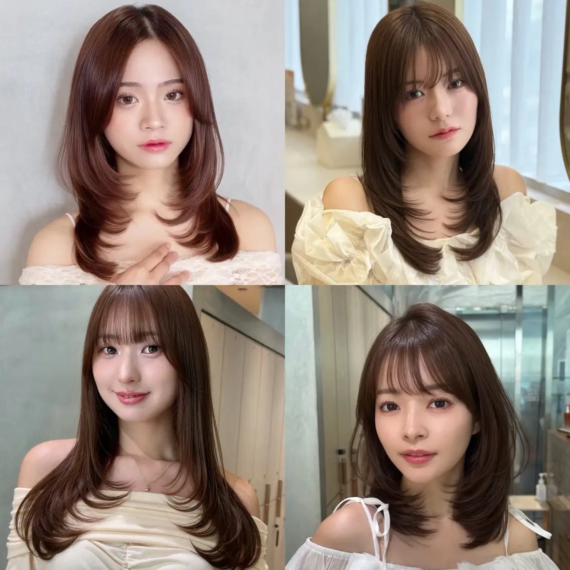 ミディアム カラー カット ヘアカラー トリートメント 水光カラー/韓国風 /レイヤー/山口のヘアスタイル