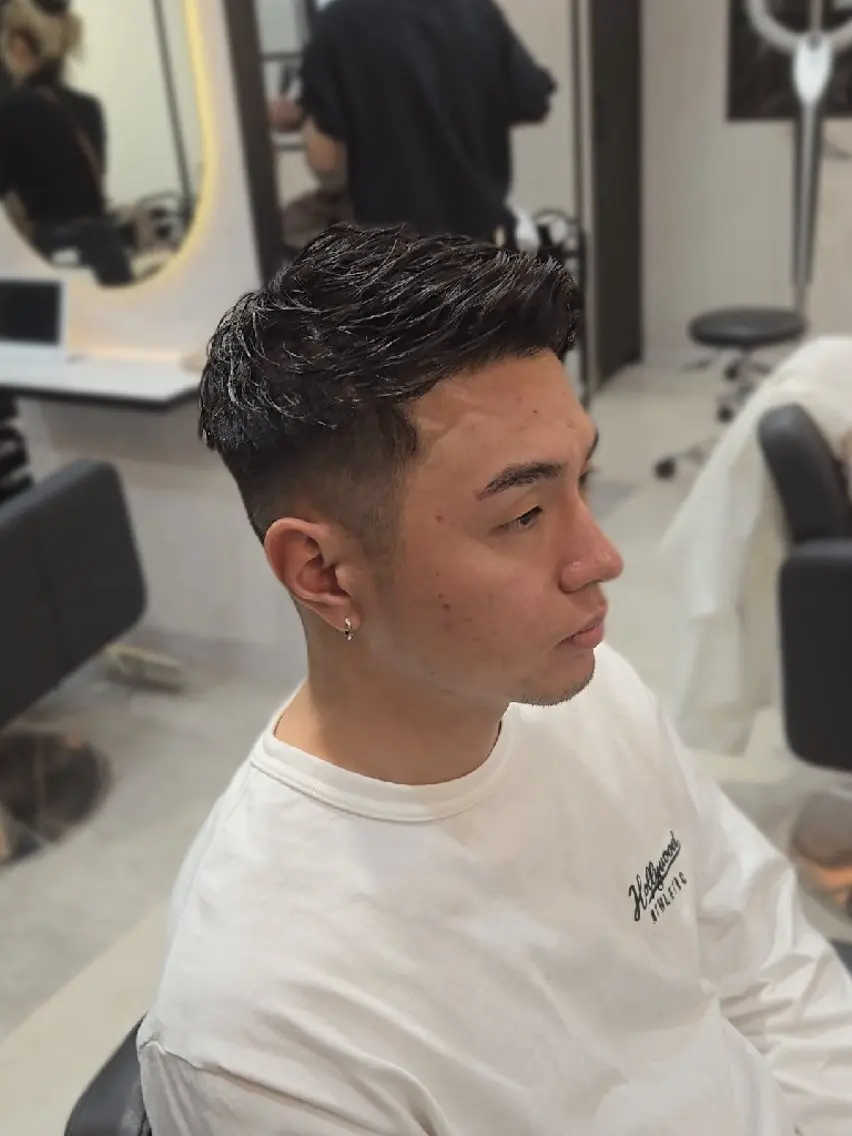 メンズ ショート アップバング ショートヘア カット ヘアセット LEN名古屋/パーマ 海外ヘア/メンズ特化のヘアスタイル