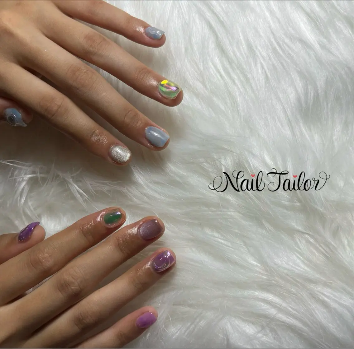 ネイル 氷ネイル・うるうるネイル マグネットネイル ぷっくりネイル ショートネイル スクエアネイル ハンドネイル NailTailor ネイルテイラーのネイルデザイン