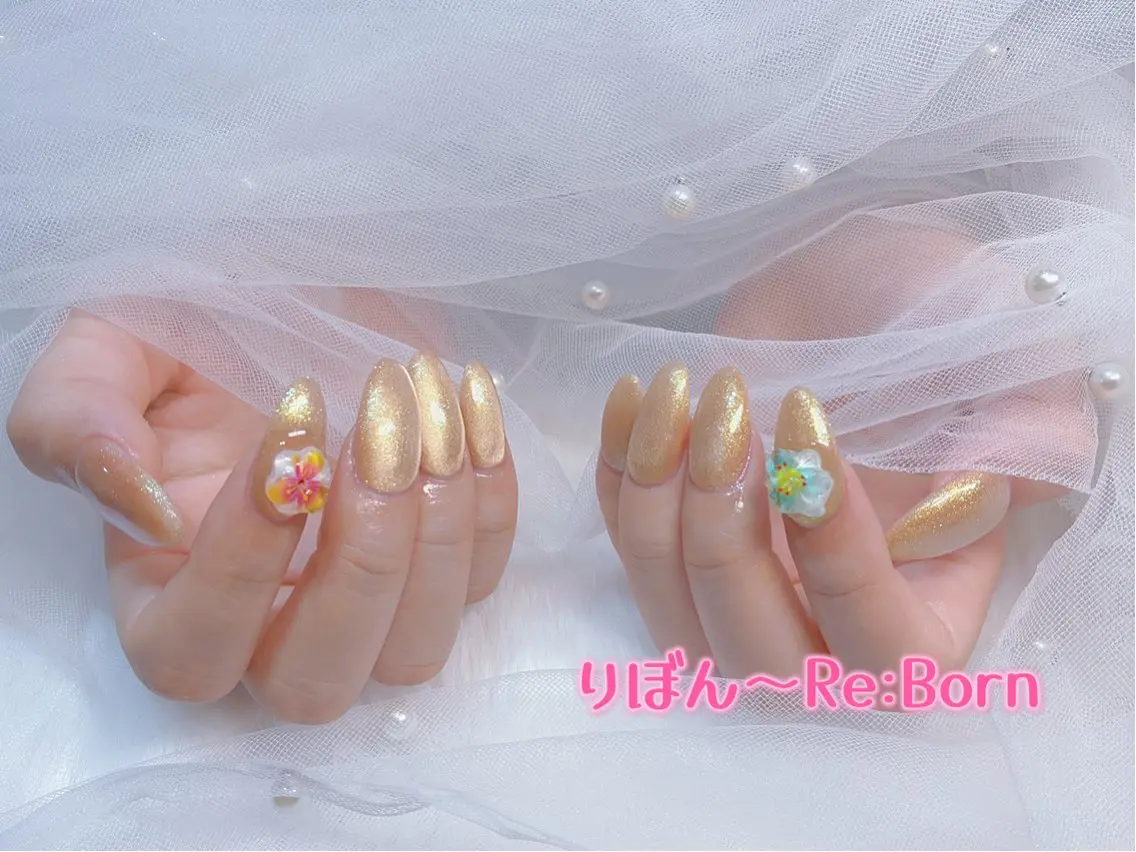 ミディアム ハンドネイル りぼん Re:Bonrのネイルデザイン