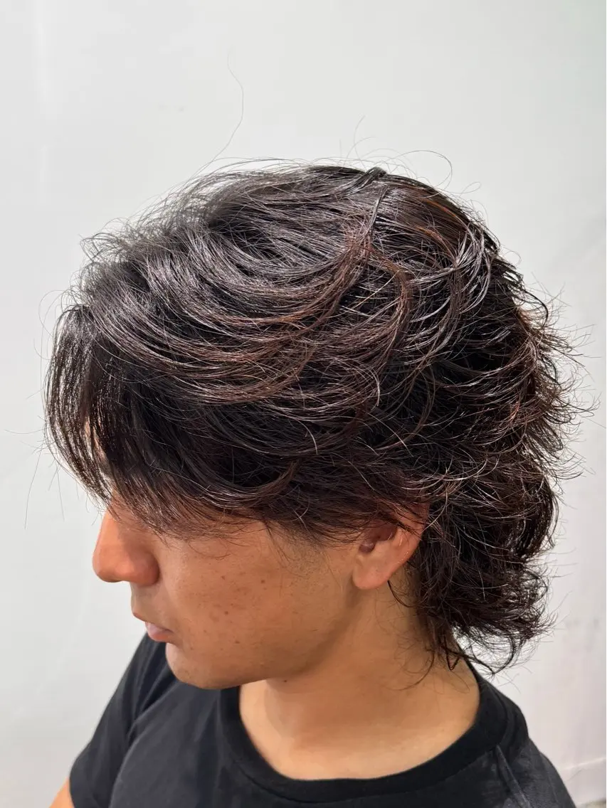パーマ メンズ フェザーパーマ メンズパーマ ニュアンスパーマ カット パーマ メンズヘア カット、パーマ特化のヘアスタイル