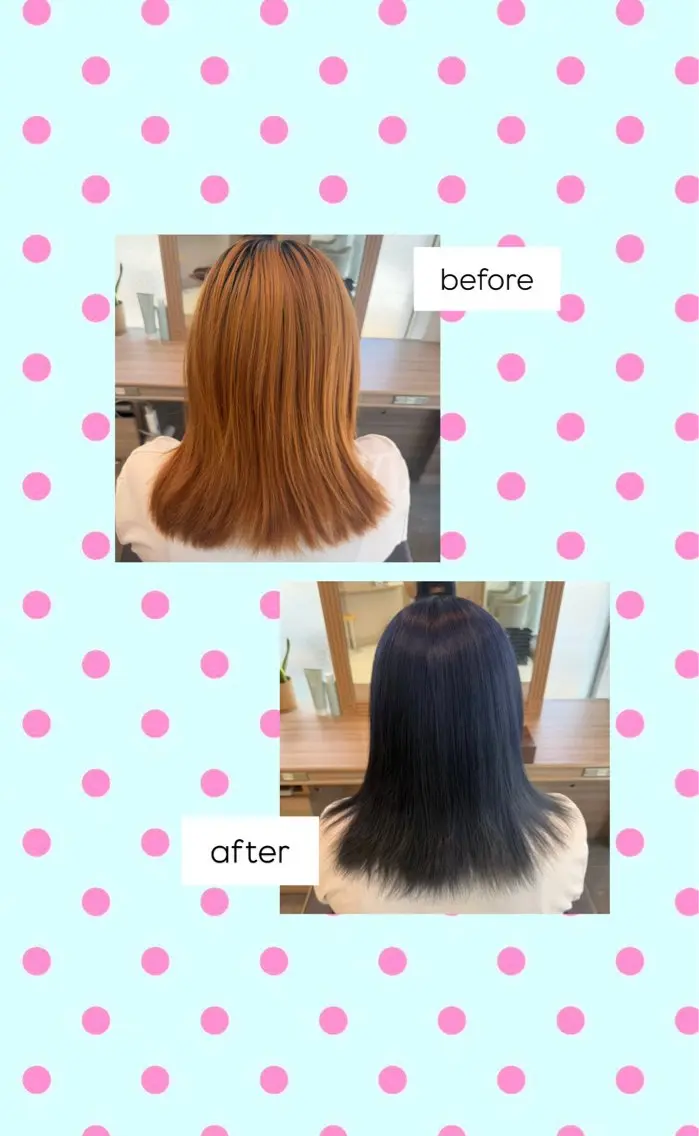 セミロング ヘアカラー トリートメント 韓国風カラー/ 艶感縮毛/莉々加のヘアスタイル