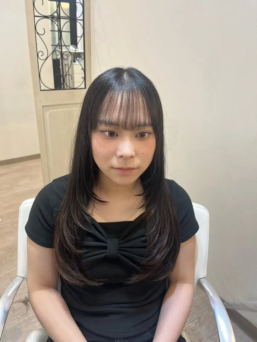 ロング レイヤーカット カット 縮毛矯正 トリートメント 🎀 縮毛矯正ヘア セット/ハルナ🎀のヘアスタイル