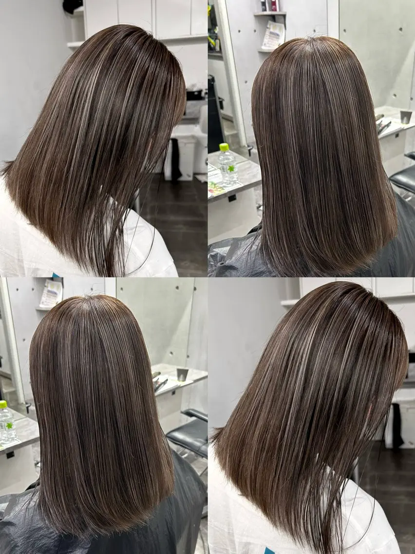 セミロング ハイライト ブリーチ🐰インナー ♡ハイライト♡綾🐰のヘアスタイル