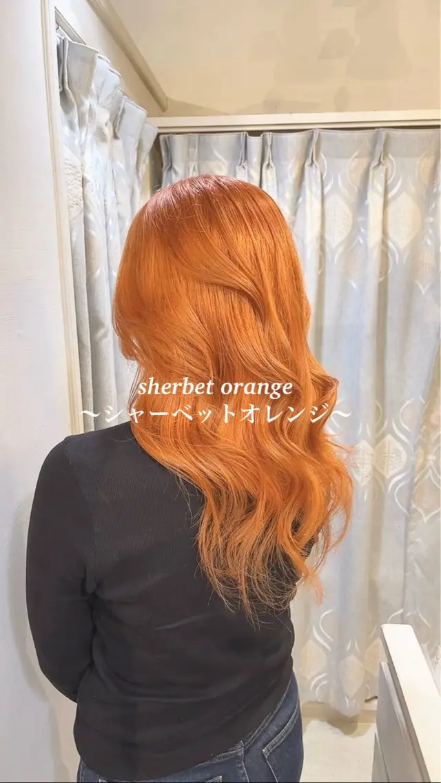 ロング カラー ブリーチ オレンジ カット ヘアカラー カラー職人 なかもと たつひろのヘアスタイル