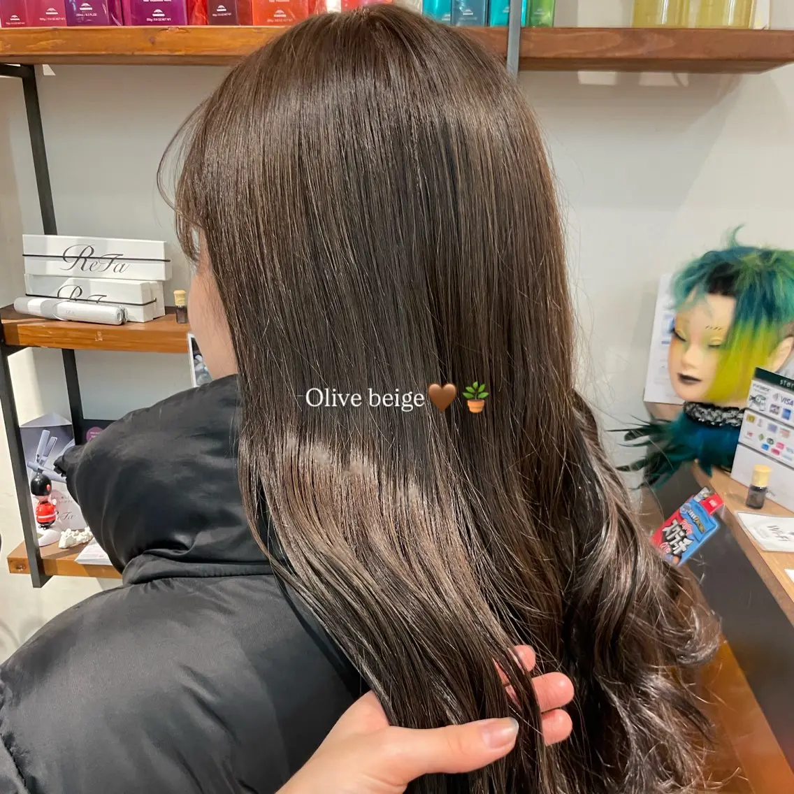 ロング カラー ベージュカラー オリーブベージュ トリートメント ヘアカラー トリートメント koiki/赤味消し /艶カラー🎀✨のヘアスタイル