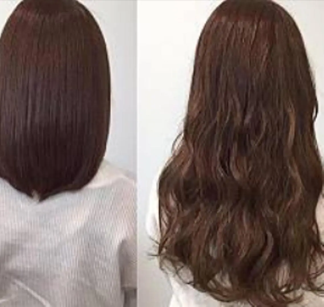 セミロング カラー パーマ ヘアアレンジ チビ編み込みエクステ シールEXどぅ〜すのヘアスタイル