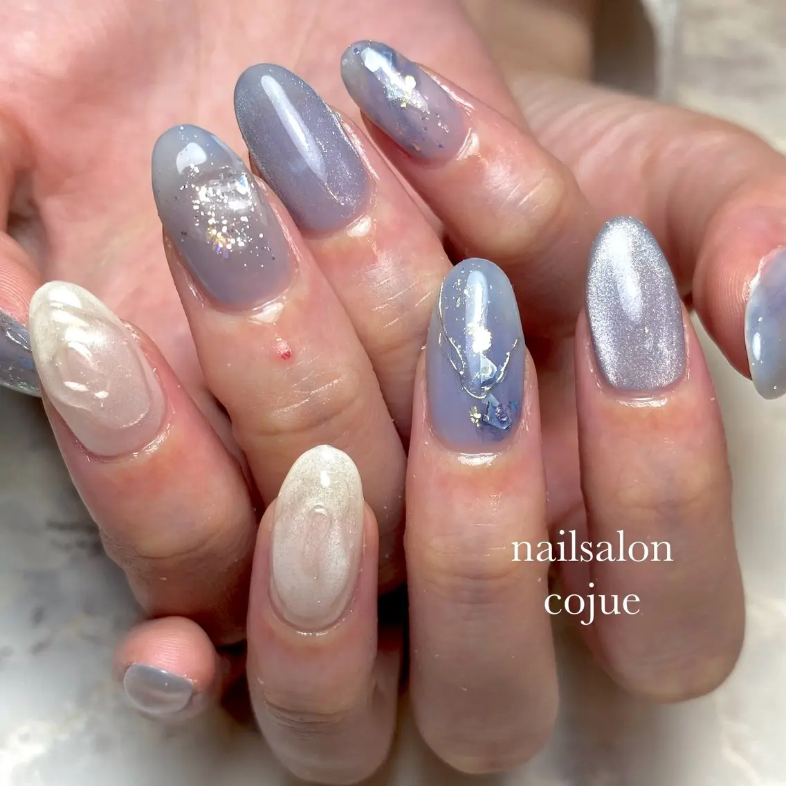 ネイル ブルー ニュアンスネイル ハンドネイル nailsalon cojue ERIのネイルデザイン