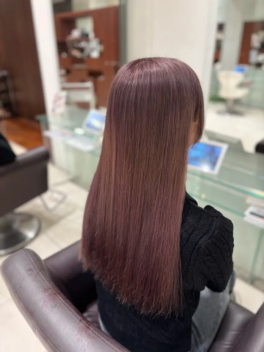 ロング カラー カット ヘアカラー トリートメント 🍒ブリーチカラー 🍊暖水 まりあのヘアスタイル