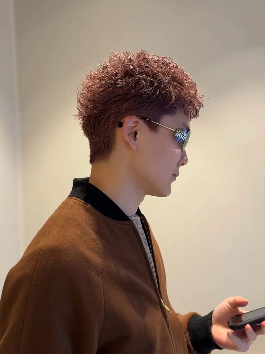 ショート カラー メンズ ピンクカラー カット ヘアカラー メンズショート 丸山 航輝のヘアスタイル