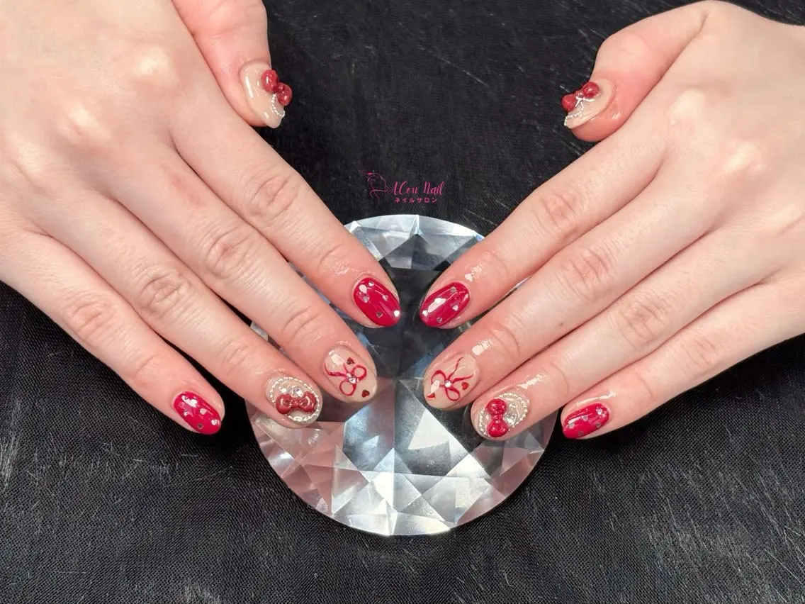 ネイル 桜ネイル 長さ出し フラワーネイル フレンチネイル ジェルネイル ハンドネイル ACon NailSalonのネイルデザイン
